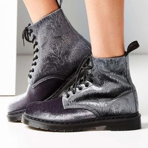 Dr. Martens Gray 1460 Brocade Velvet Boot